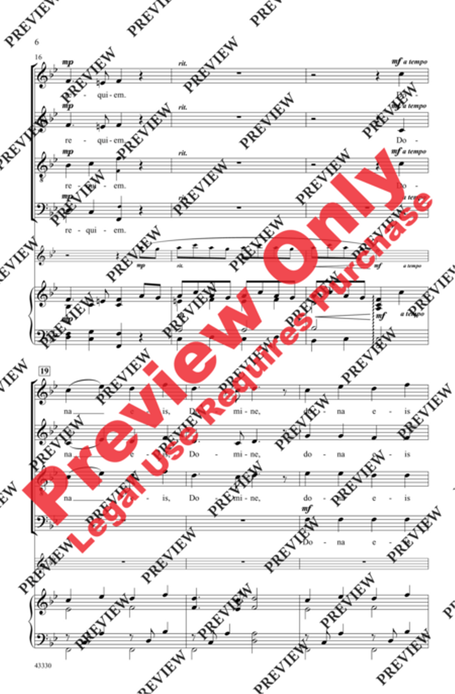 Pie Jesu 4-Part scores gallery preview page 6