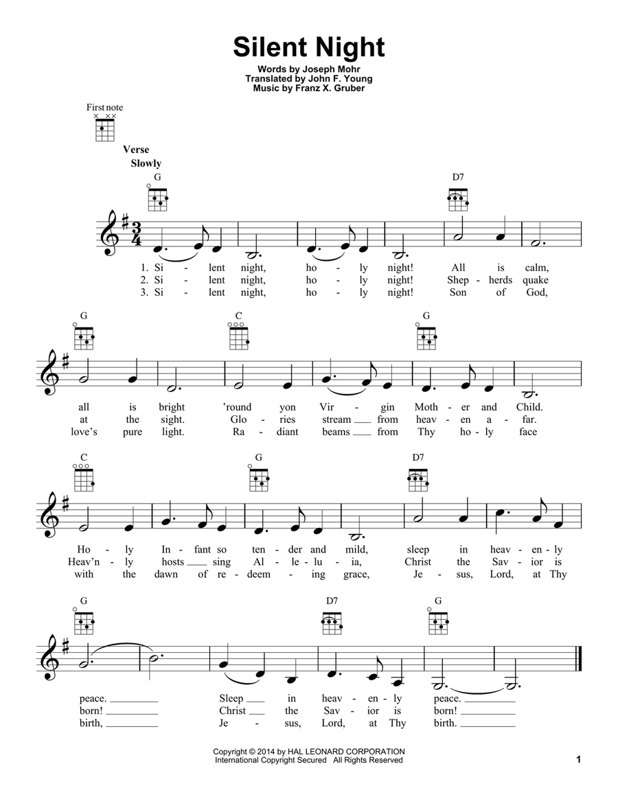 Silent Night Ukulele scores gallery preview page 1