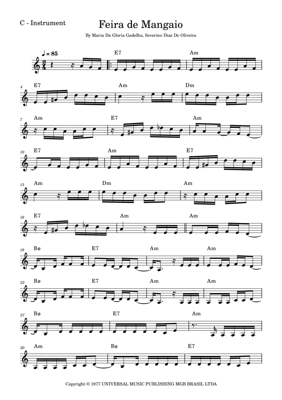 Feira De Mangaio Easy Piano scores gallery preview page 1