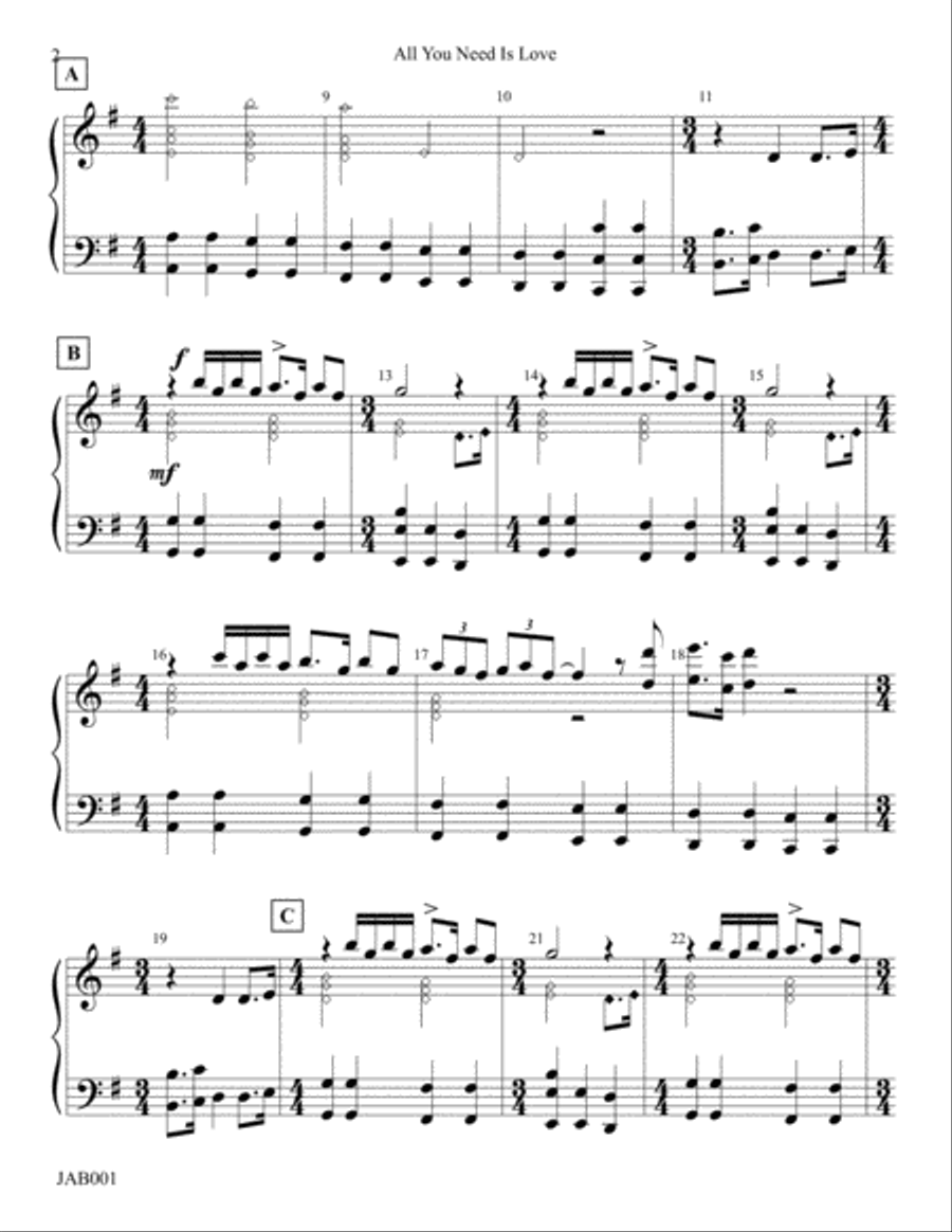 All You Need Is Love Handbell Choir scores gallery preview page 2