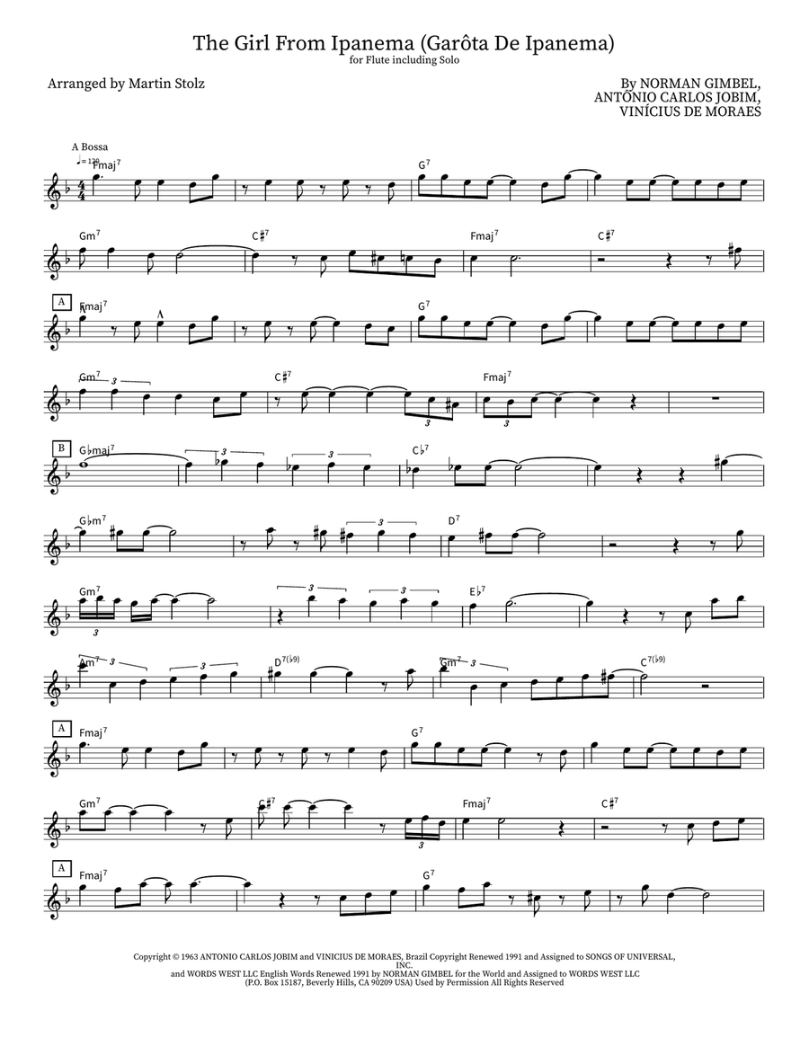 The Girl From Ipanema (Garôta De Ipanema) Flute scores gallery preview page 1