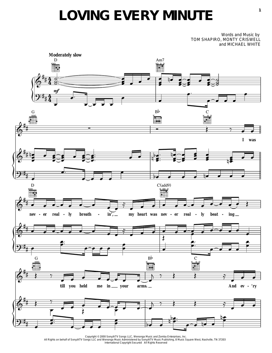Loving Every Minute Piano, Vocal, Guitar scores gallery preview page 1