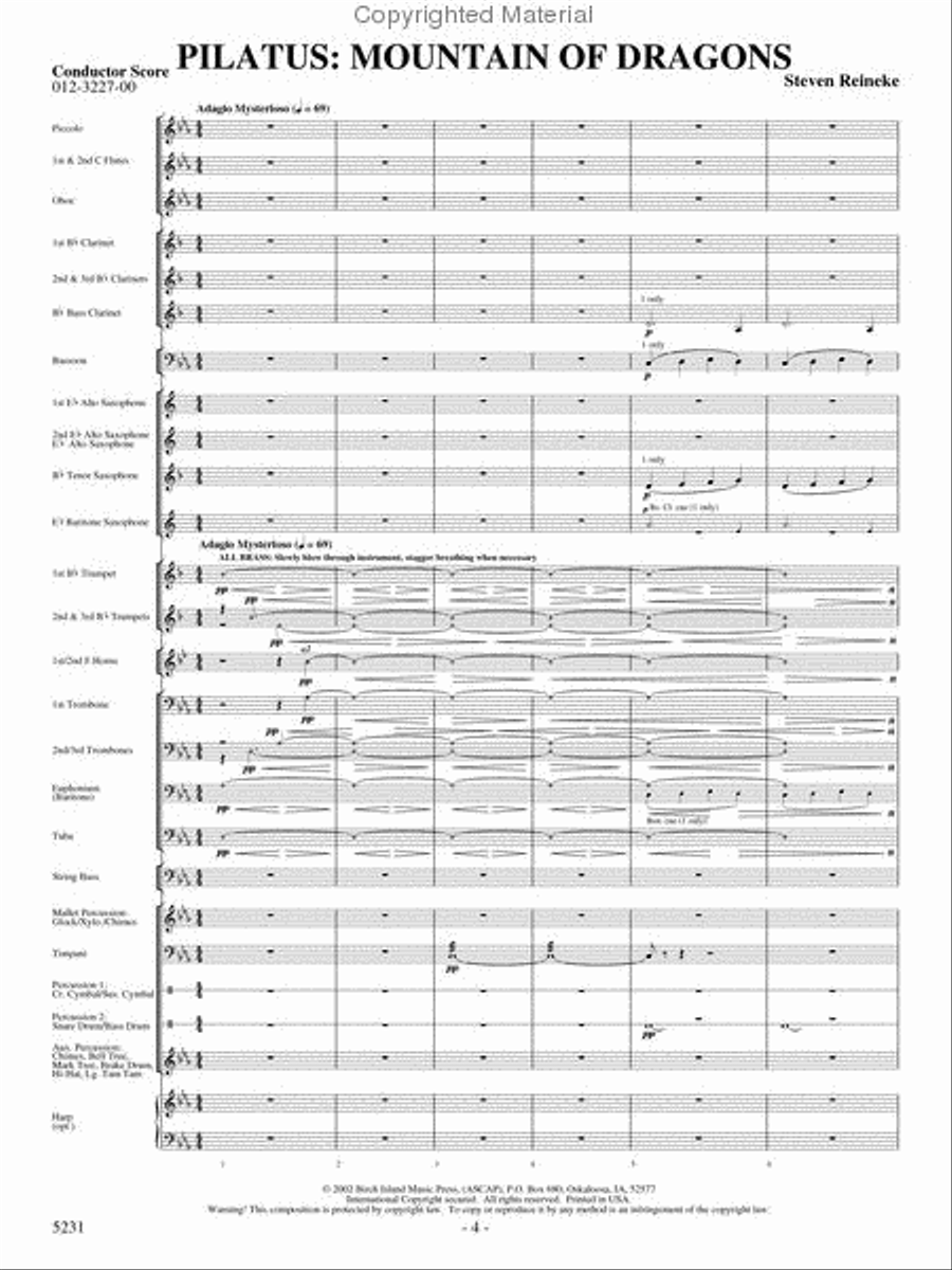 Pilatus: Mountain of Dragons Concert Band scores gallery preview page 2