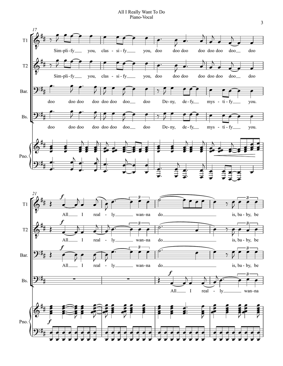 All I Really Want To Do TTBB scores gallery preview page 3