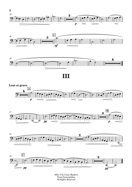 Three Gymnopedies by Satie - Bassoon and Piano (Full Score and Parts) image number null