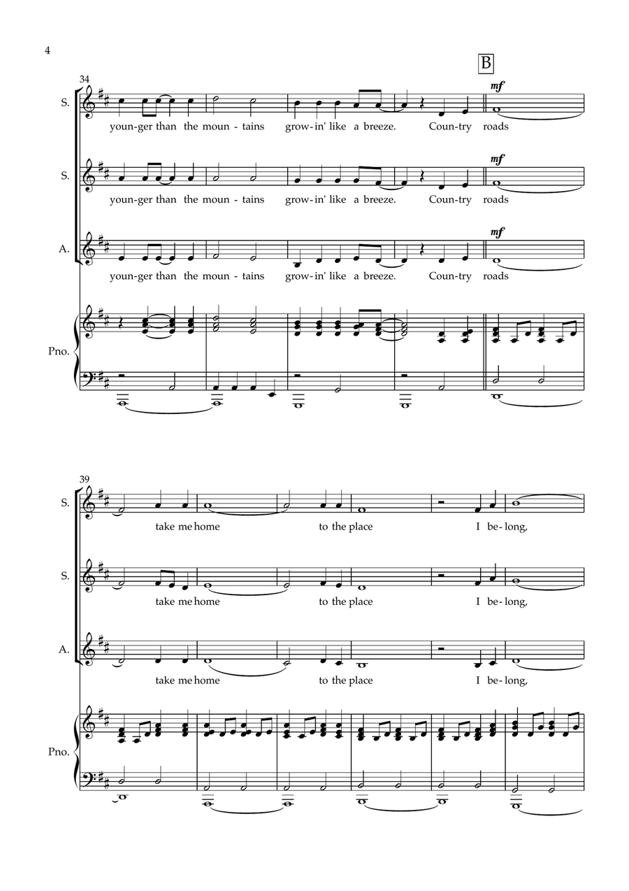 Take Me Home, Country Roads SSA scores gallery preview page 4