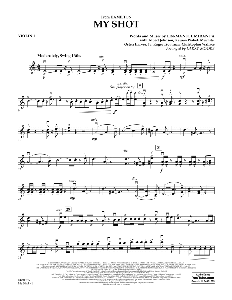 My Shot - Violin 1 Violin scores gallery preview page 1