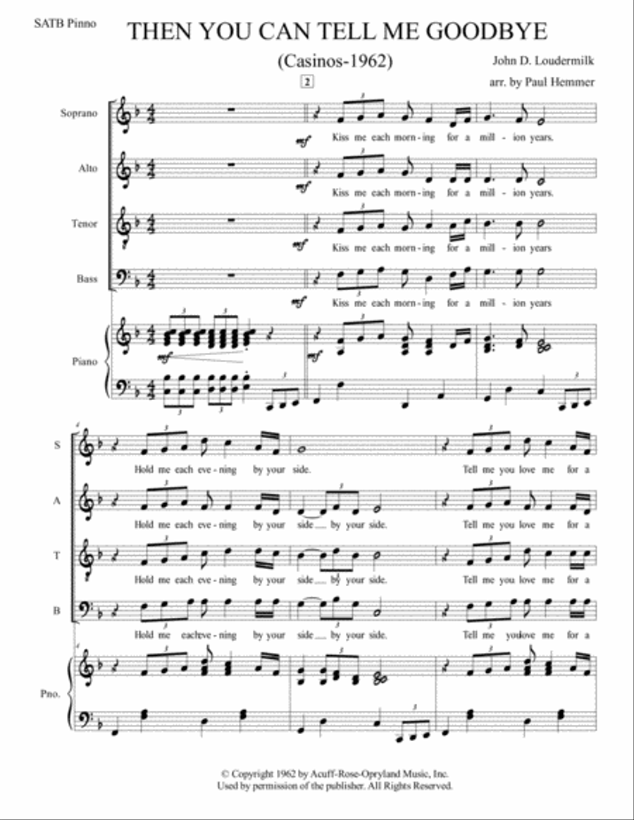 Then You Can Tell Me Goodbye 4-Part scores gallery preview page 1