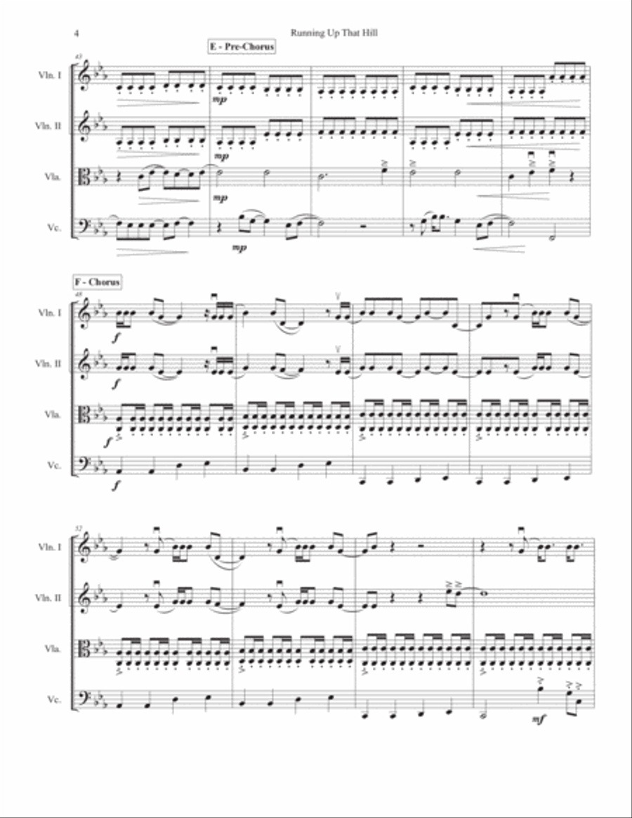 Running Up That Hill (a Deal With God) 2012 Remix String Quartet scores gallery preview page 4
