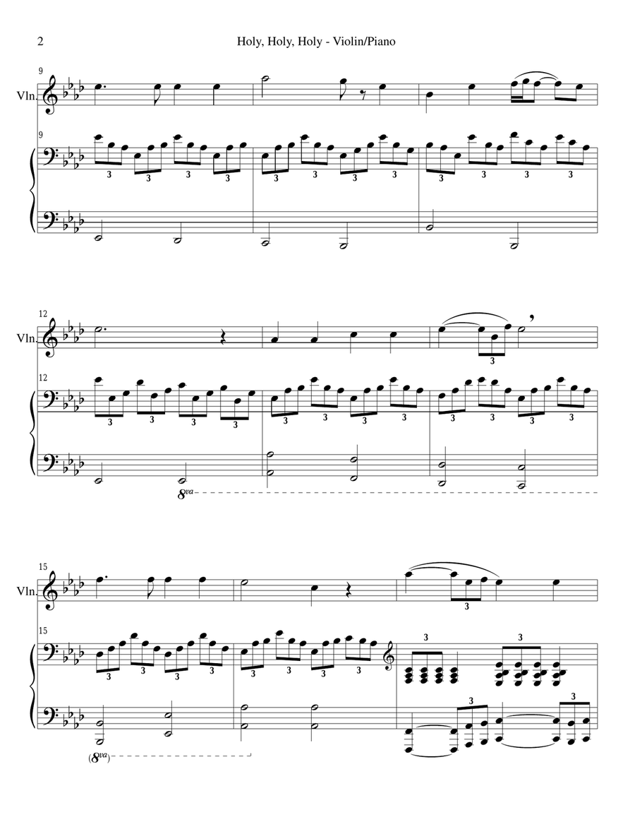 HOLY, HOLY, HOLY (Violin Piano and Violin Part) Violin Solo scores gallery preview page 2