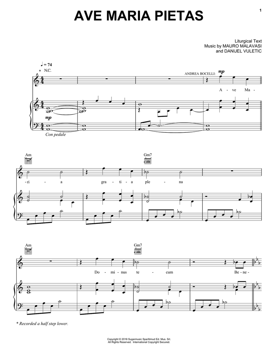 Ave Maria Pietas (feat. Aida Garifullina) Piano, Vocal, Guitar scores gallery preview page 1
