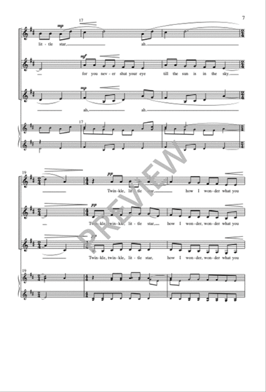 Twinkle, Twinkle, Little Star - SSA edition SSAA scores gallery preview page 7