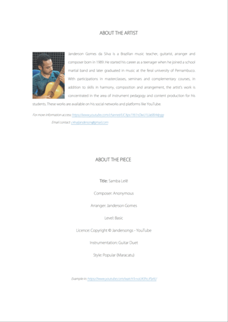 SAMBA LELÊ - Maracatu for Two Guitars Guitar scores gallery preview page 3