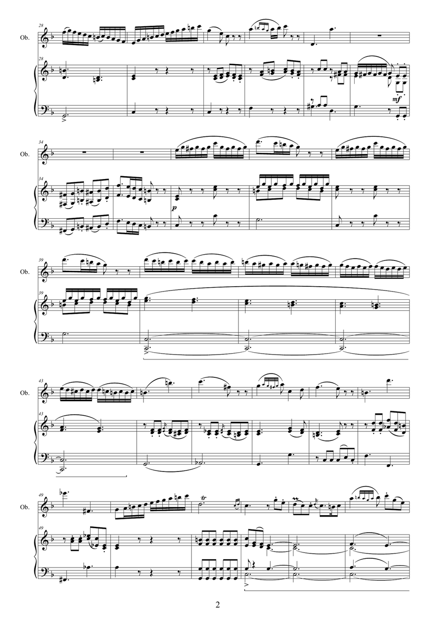 Mozart - Oboe quartet in F major K370 - 3 Rondeau - Oboe and Piano Piano Accompaniment scores gallery preview page 2
