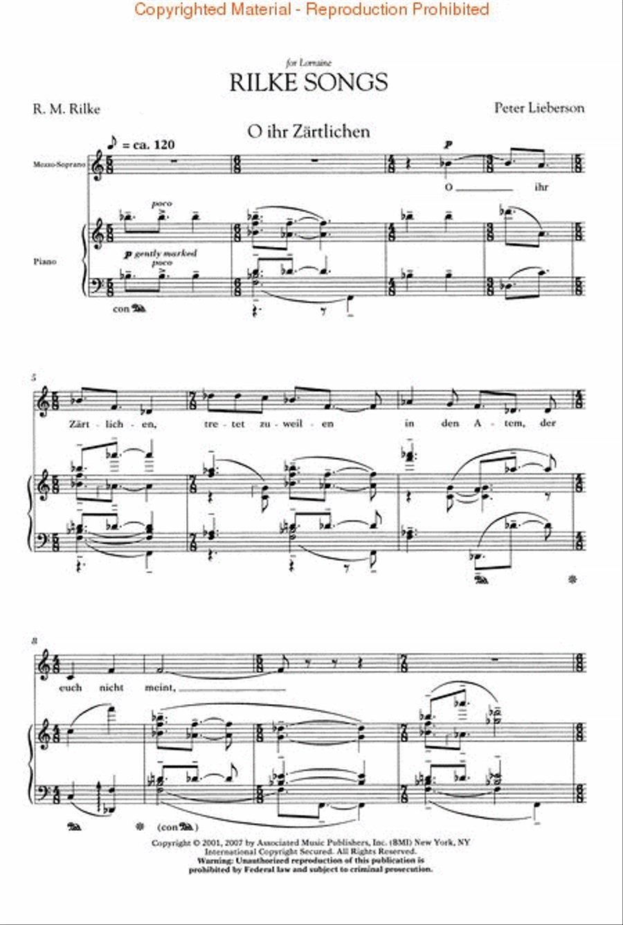 Rilke Songs Mezzo-Soprano Voice scores gallery preview page 2