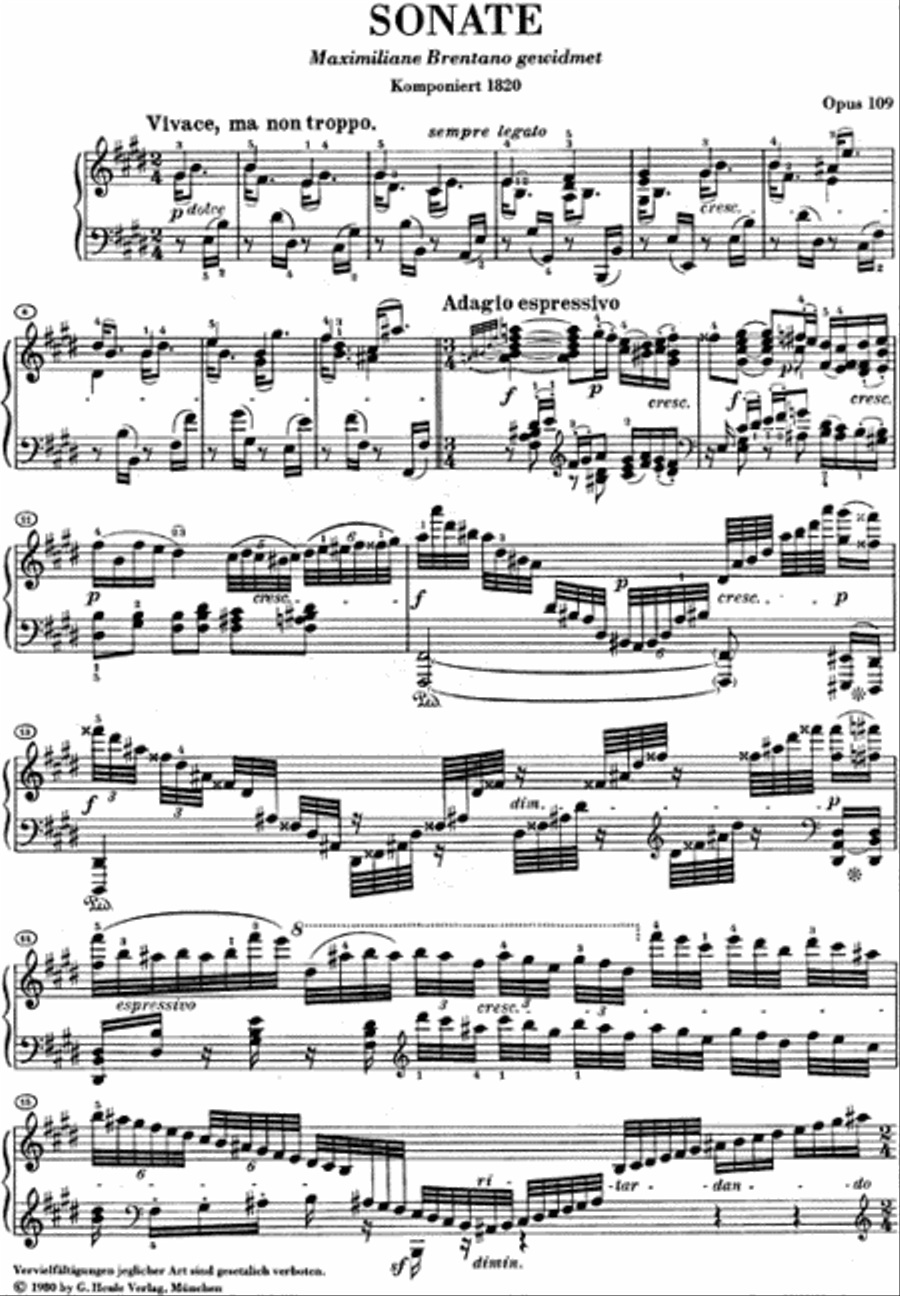 Piano Sonata No. 30 in E Major Op. 109 Piano Solo scores gallery preview page 2