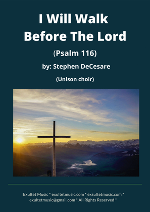 Book cover for I Will Walk Before The Lord (Psalm 116) (Unison choir)