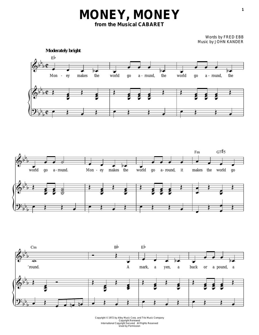 Money, Money Money, Money Piano, Vocal scores gallery preview page 1