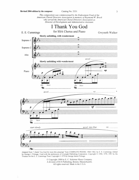 I Thank You God (SSA Choral Score) image number null