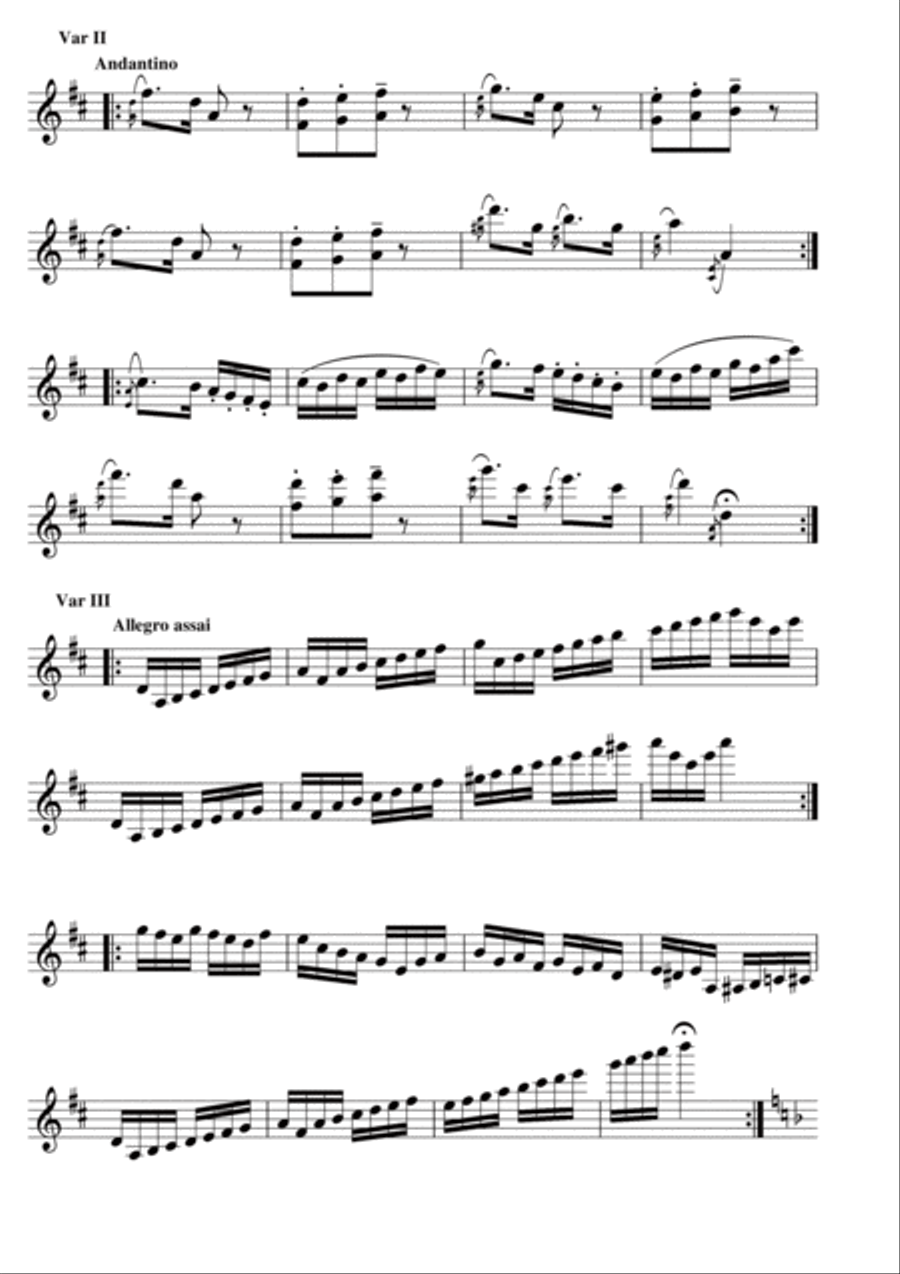 Variations on the theme from Haydn's 'Surprise' Symphony for Solo Violin Violin Solo scores gallery preview page 2
