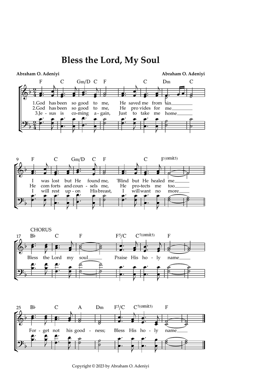 Bless the Lord, My Soul 4-Part scores gallery preview page 1
