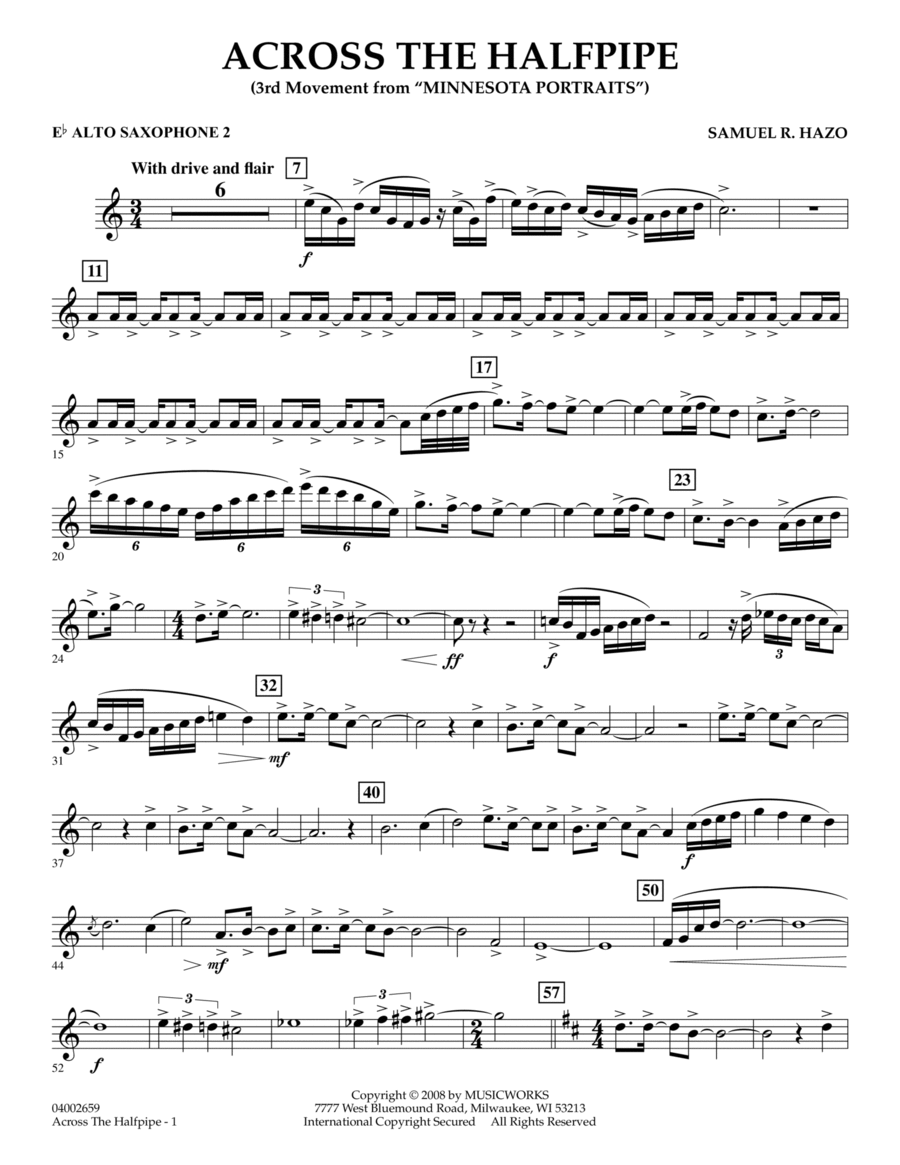 Across the Halfpipe (Mvt. 3 of "Minnesota Portraits") - Eb Alto Saxophone 2