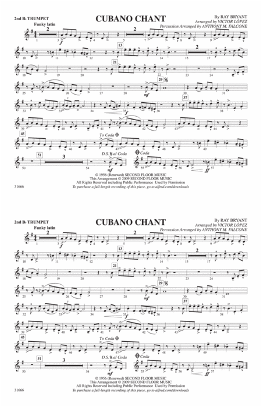 Cubano Chant: 2nd B-flat Trumpet Marching Band scores gallery preview page 1