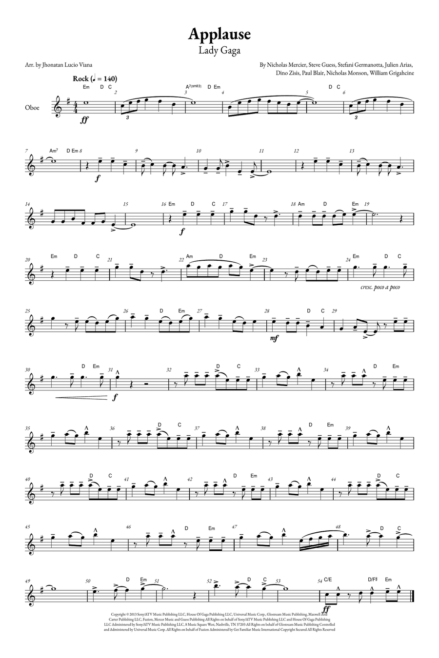 Applause Oboe Solo scores gallery preview page 1