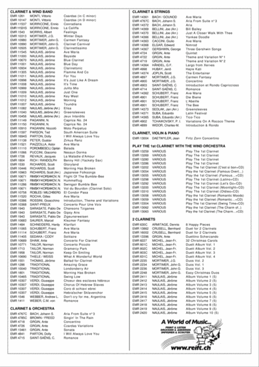 Halleluja (Handel) / Ave Maria (Bach-Gounod) / Trumpet Voluntary (Clarke) Bass Clarinet scores gallery preview page 6