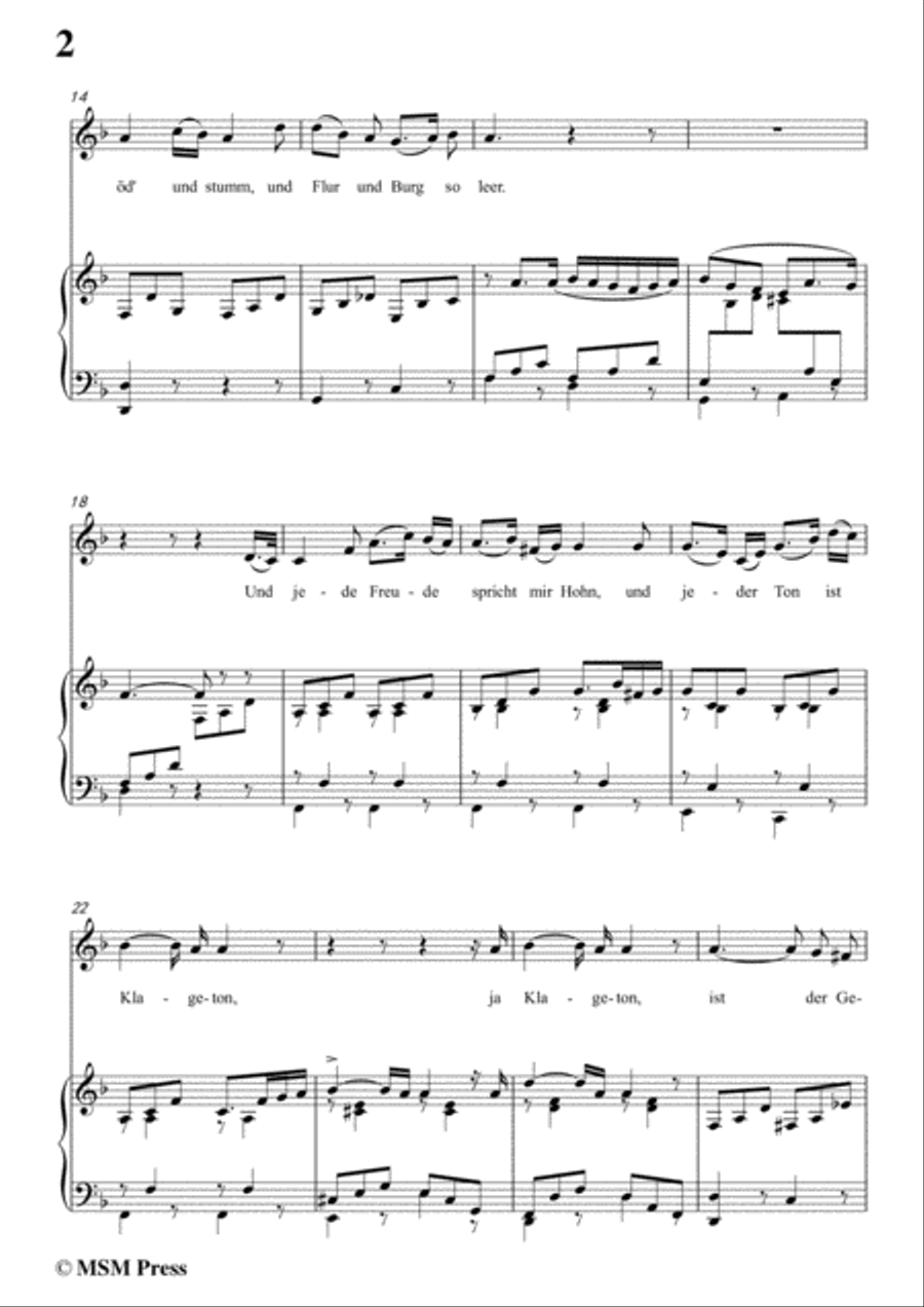 Schubert-Romanze,from'the opera Der haüsliche Krieg',in d minor,for Voice&Piano Voice scores gallery preview page 4