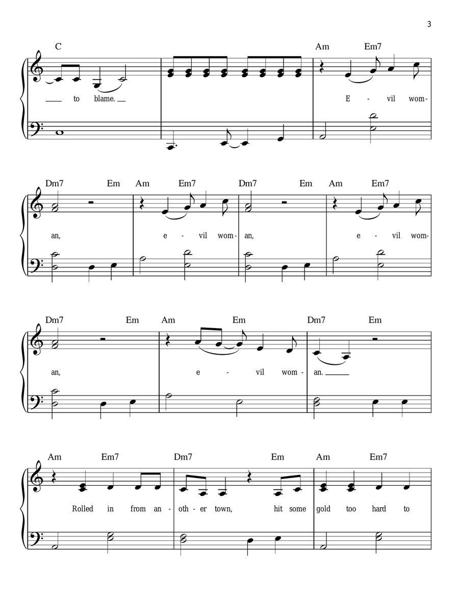 Evil Woman Easy Piano scores gallery preview page 3