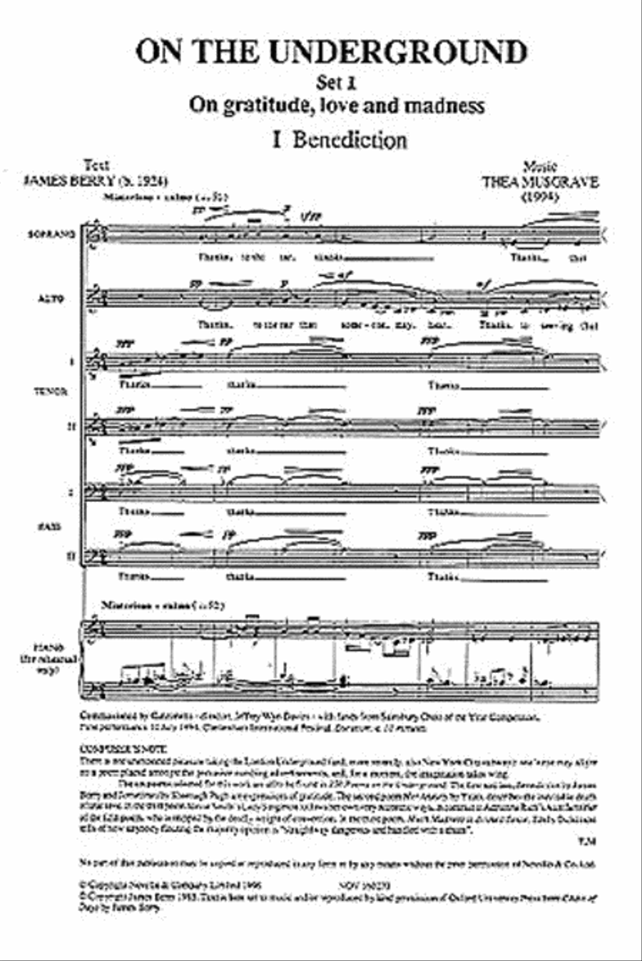 On the Underground A Cappella scores gallery preview page 1