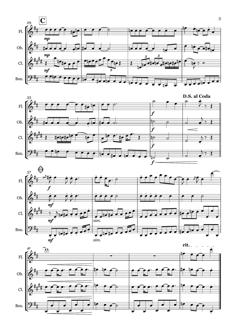 Lady Madonna Woodwind Quartet scores gallery preview page 3