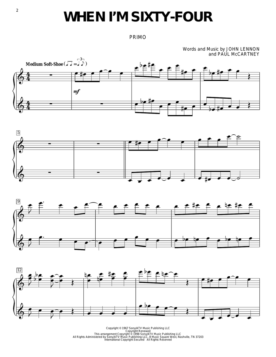 When I'm Sixty-Four Piano Duet scores gallery preview page 2