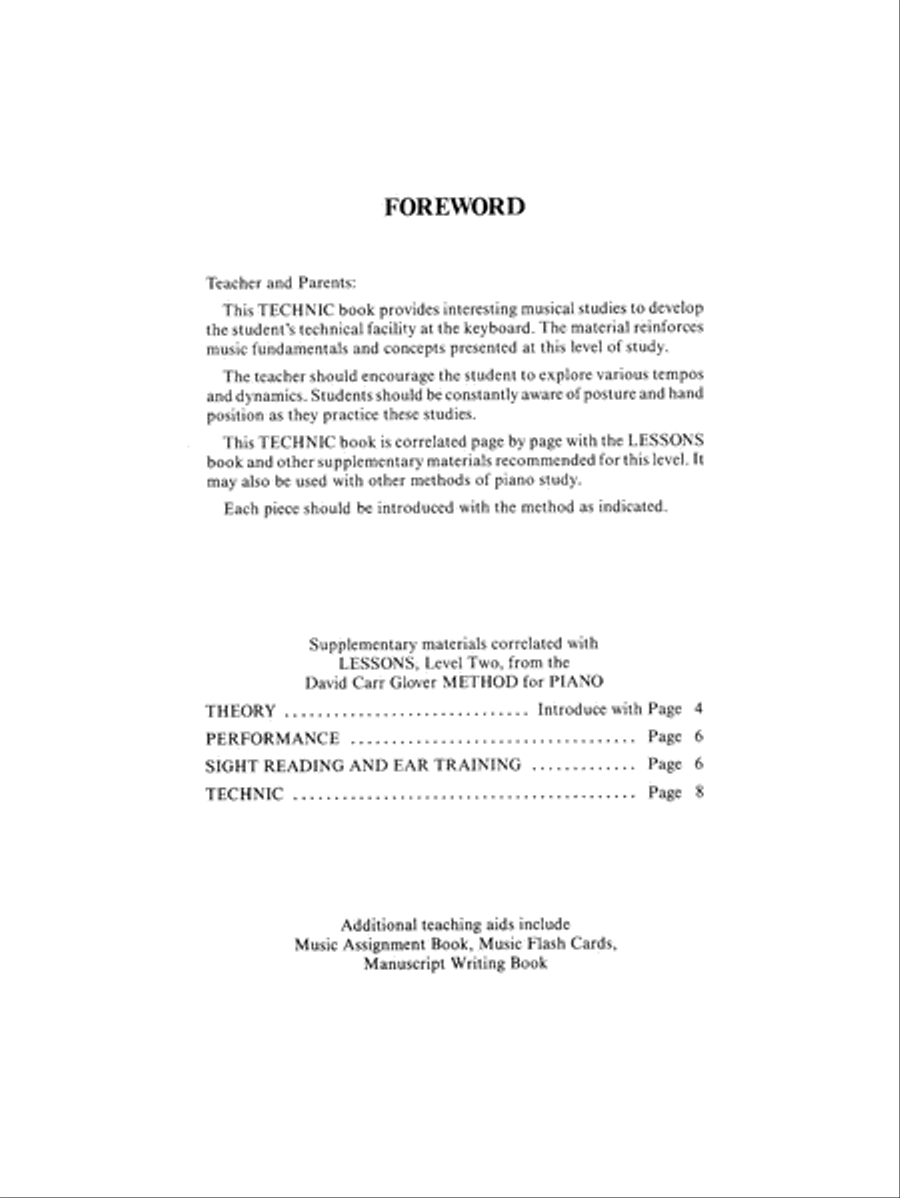 David Carr Glover Method for Piano Technic Piano Method scores gallery preview page 2
