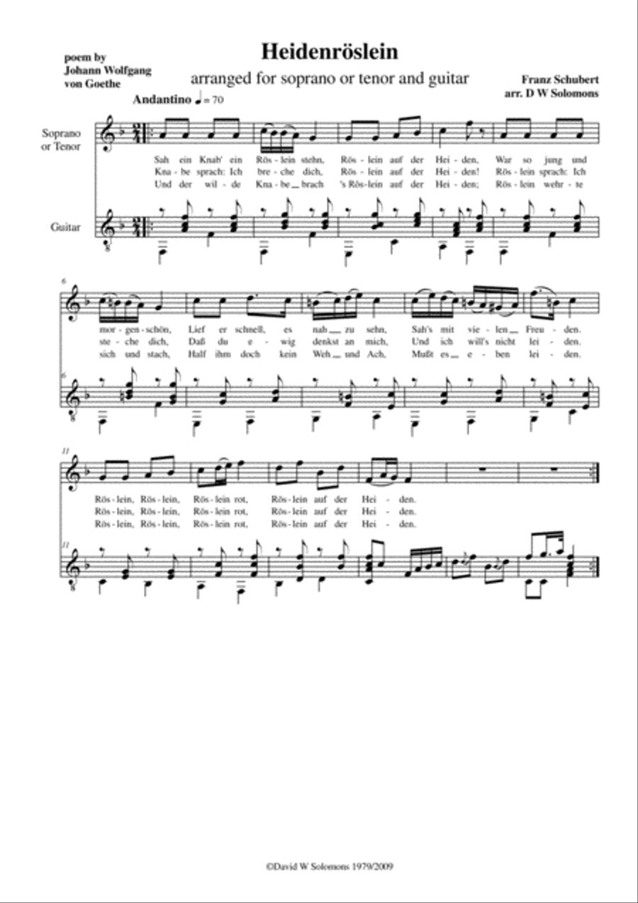 Schubert songs arranged for high voice and classical guitar Acoustic Guitar scores gallery preview page 6