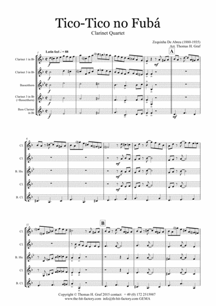 Tico-Tico no Fubá - Choro - Clarinet Quartet image number null