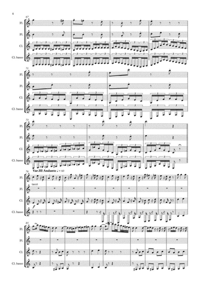 Beethoven - Variations on "Là ci darem la mano" for 2 flutes and 2 clarinets image number null