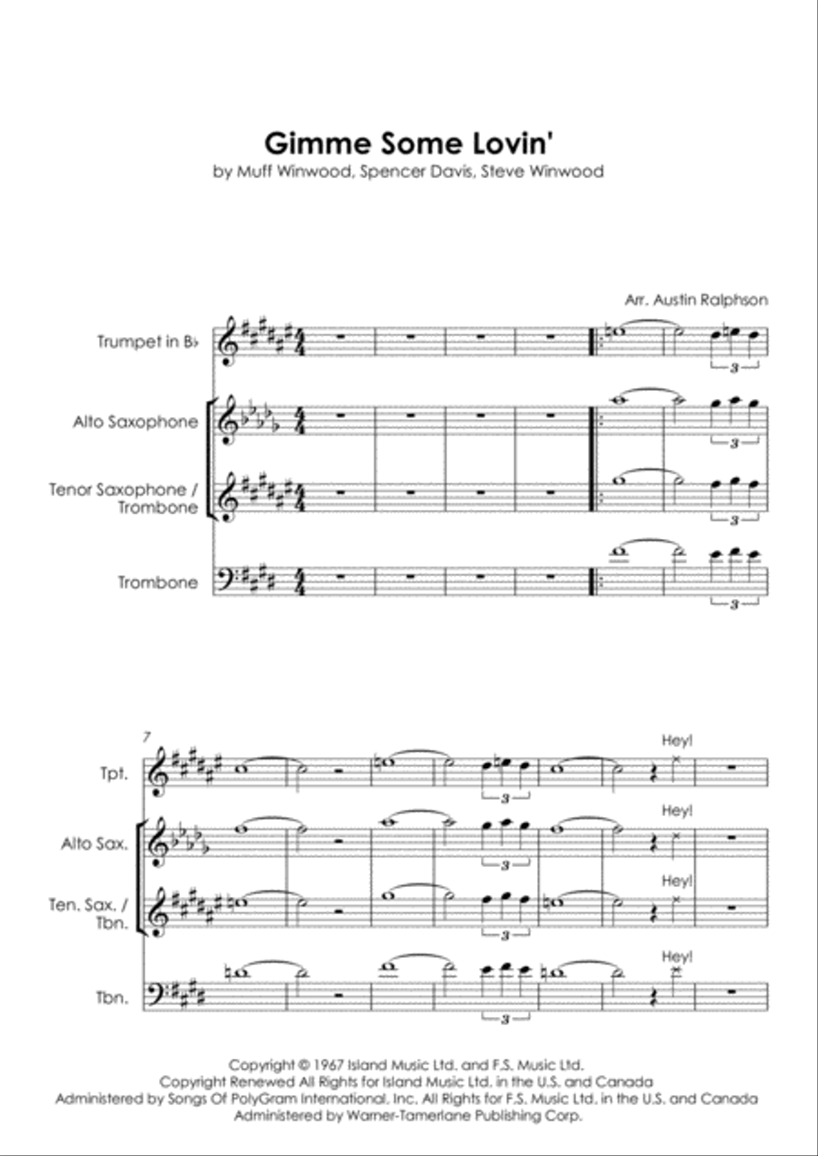 Gimme Some Lovin' Gimme Some Lovin' Tenor Saxophone scores gallery preview page 3
