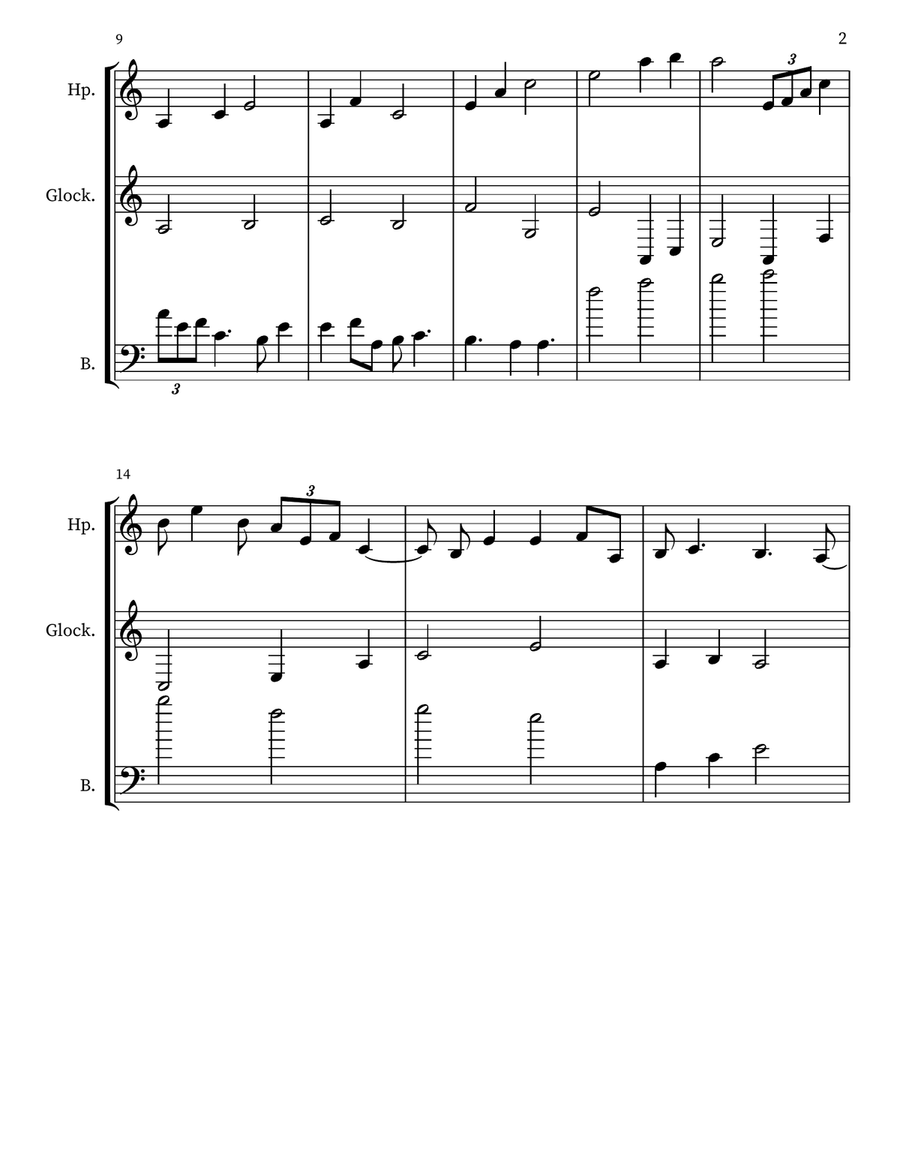 Z 216 for Harp, Glockenspiel & Upright Bass Double Bass scores gallery preview page 2
