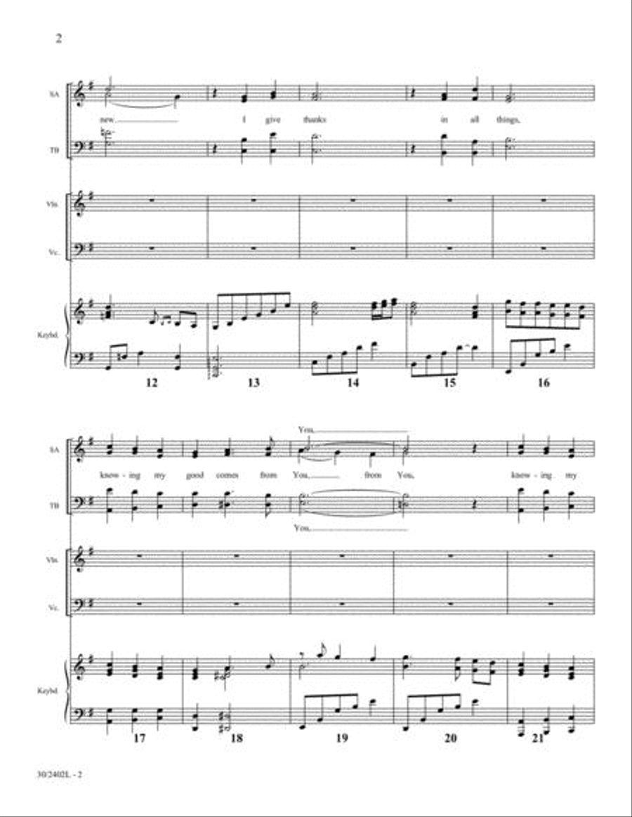 Gratitude Changes Everything - Violin and Cello Score and Parts Choir scores gallery preview page 2