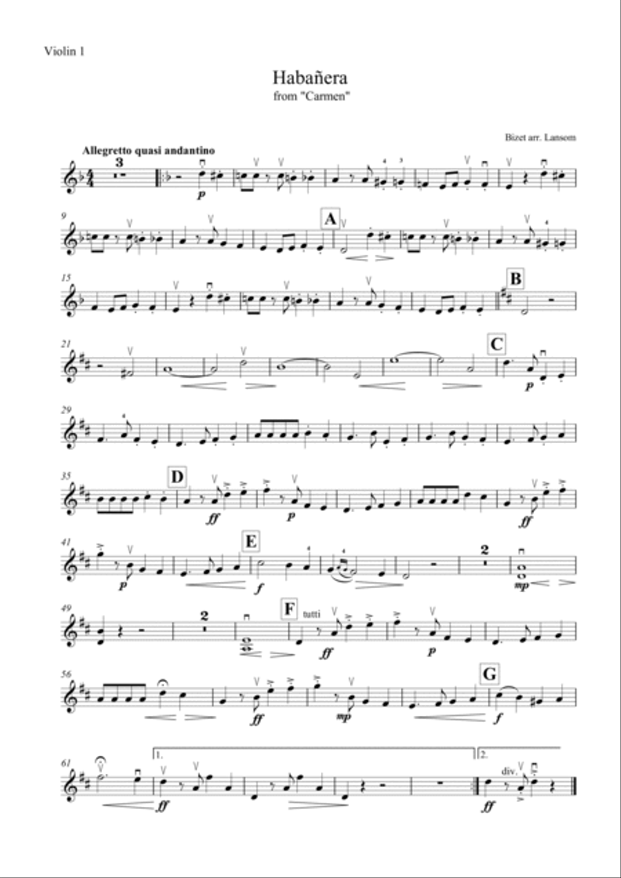 Habanera from Carmen for String Quartet String Quartet scores gallery preview page 3
