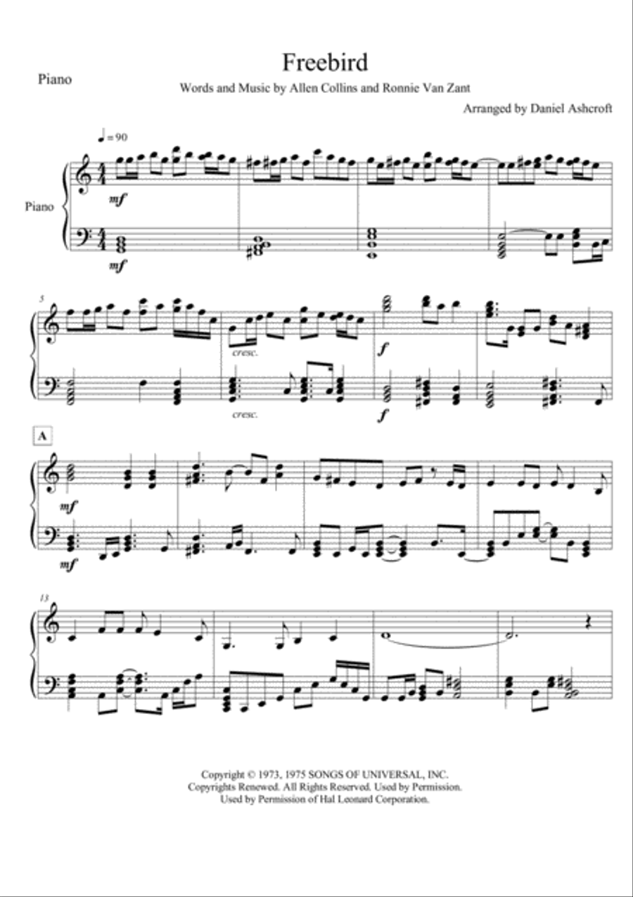 Free Bird Piano Solo scores gallery preview page 2
