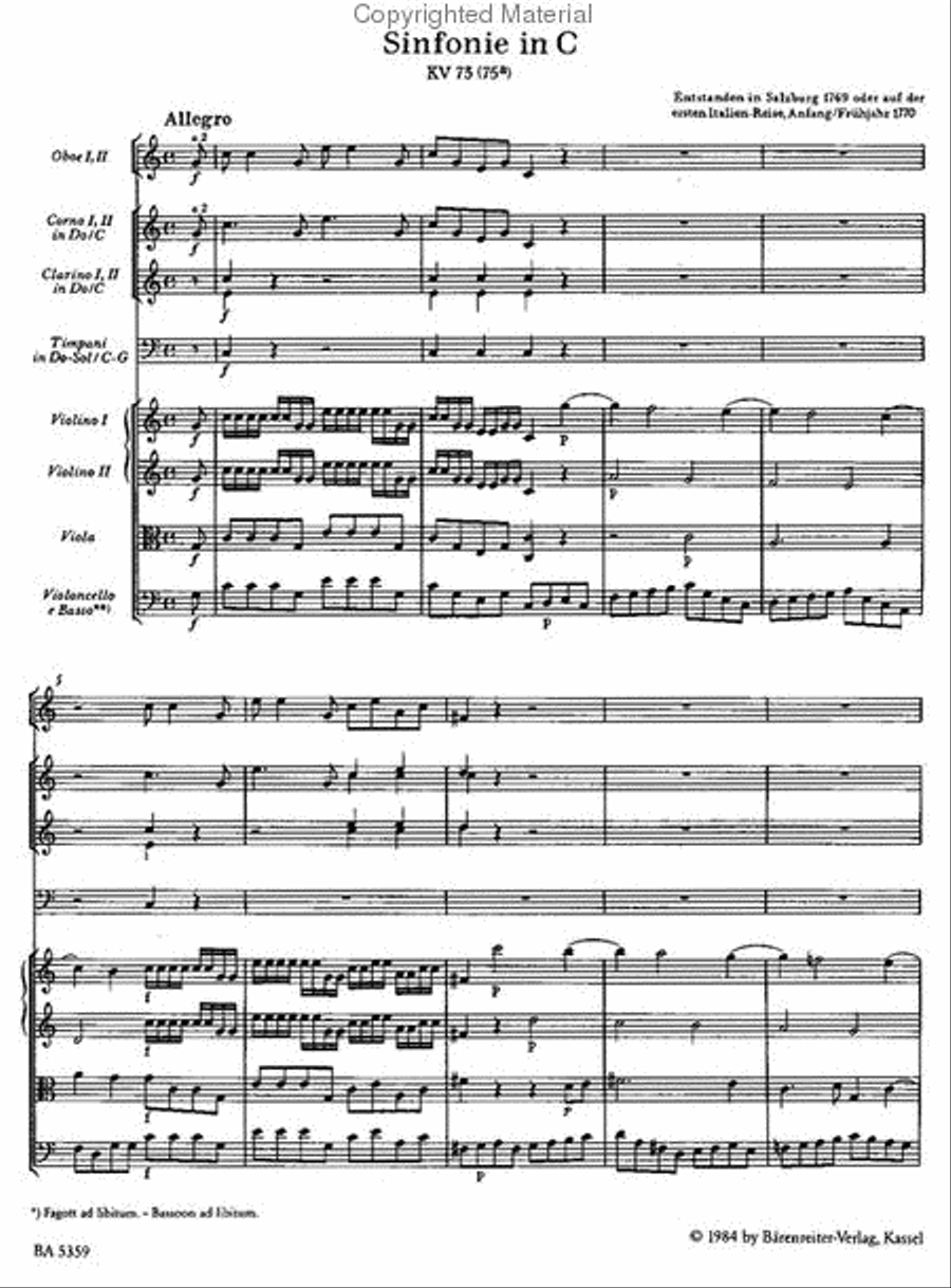 Symphony, No. 9 C major, KV 73(75a) Double Bass scores gallery preview page 2