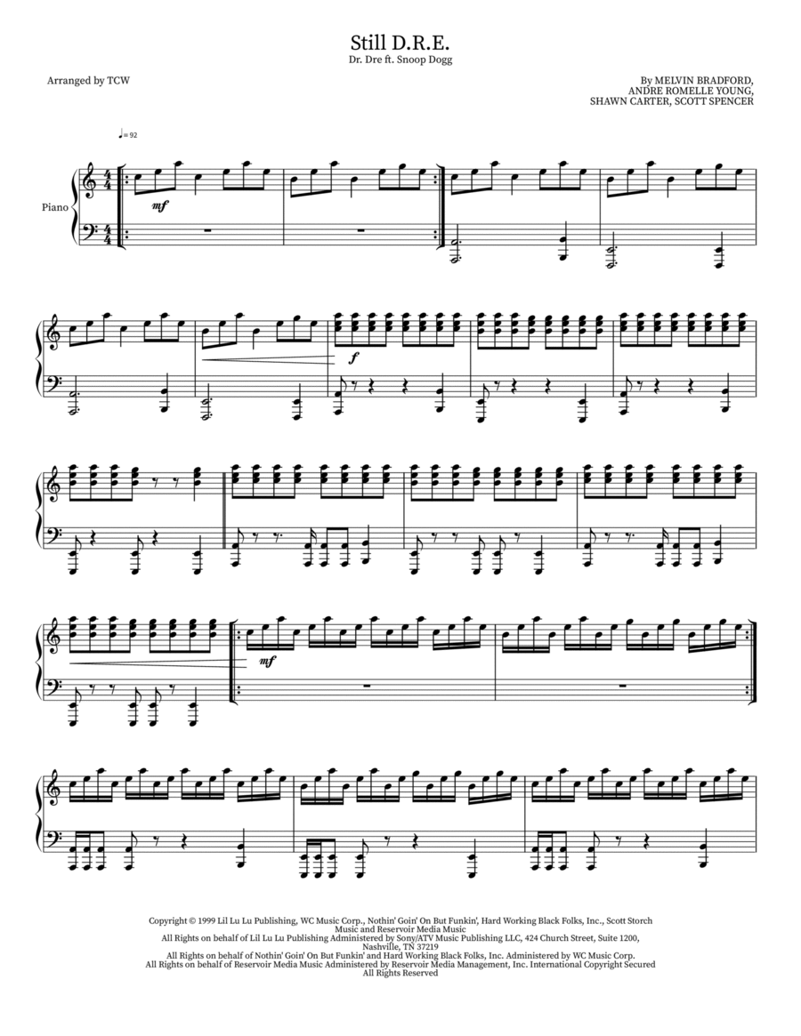 Still D.R.E. Piano Solo scores gallery preview page 1