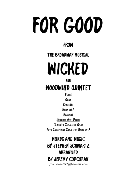 For Good from Wicked for Woodwind Quintet image number null