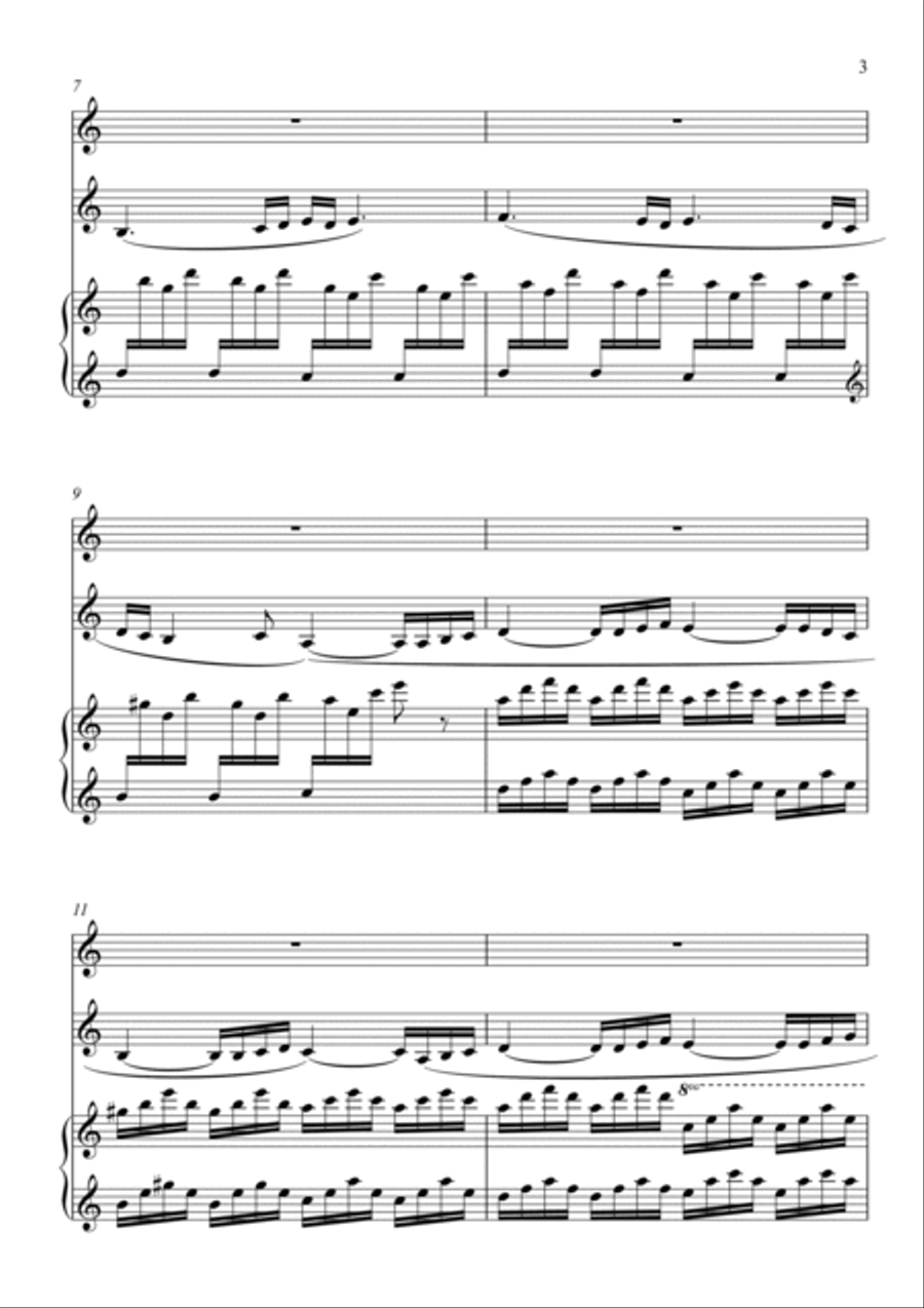 Swans are gliding through the raindrops op. 26 trio for flute violin and harp Small Ensemble scores gallery preview page 3