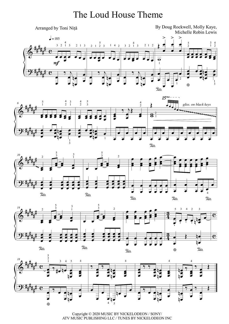 The Loud House Theme Piano Solo scores gallery preview page 1