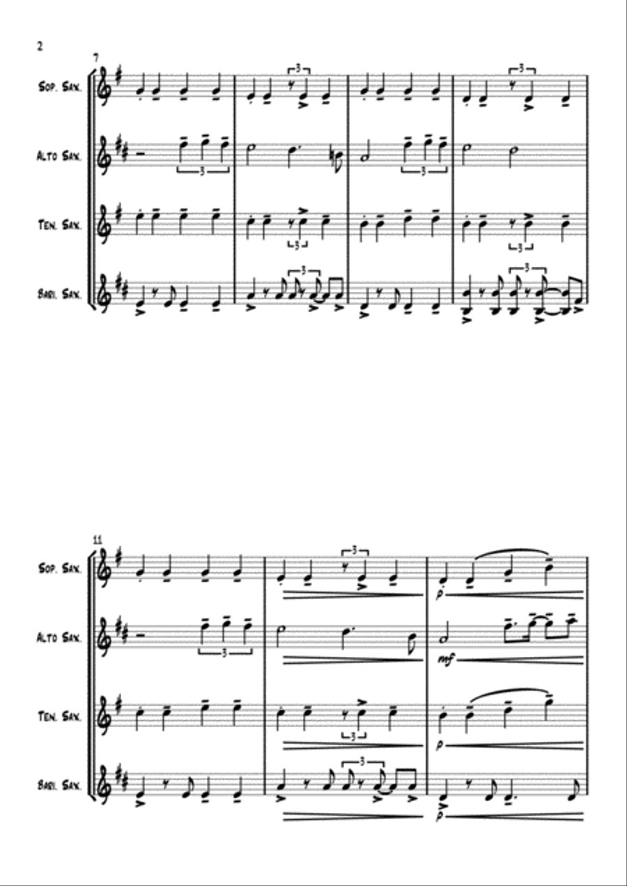 Isn't She Lovely Saxophone Quartet scores gallery preview page 3