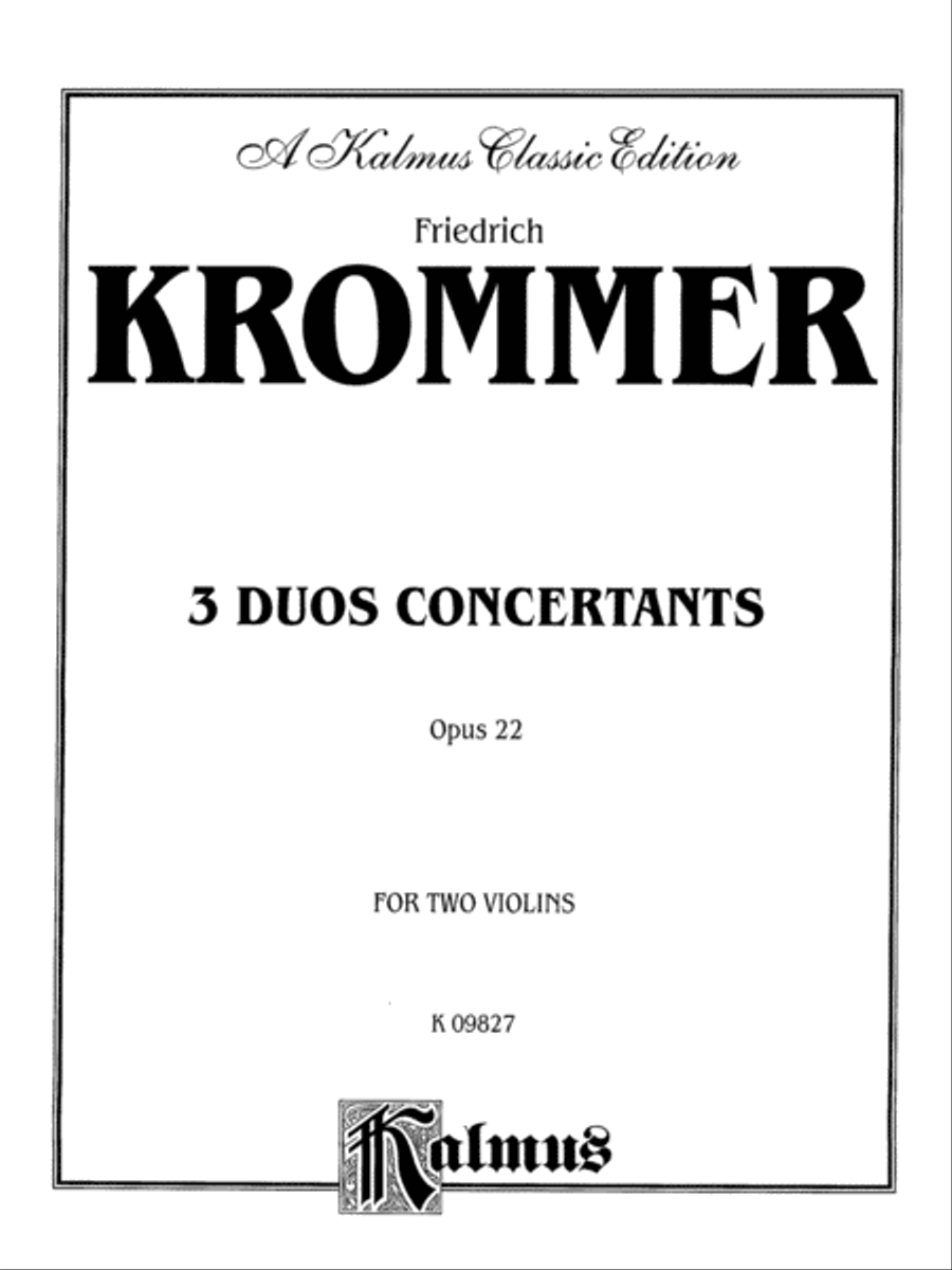 3 Duos Conc - Op.22 For 2 Violins